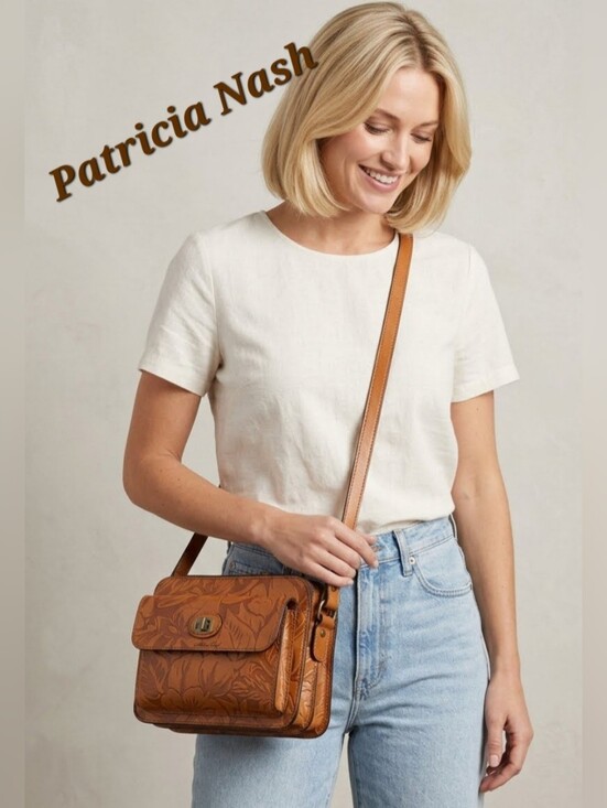 Patricia Nash Handbags - Patricia Nash Italian Leather with Laser Floral Maxela Crossbody Bag